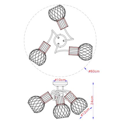 Globo - Plafonnier 3xE27/40W/230V