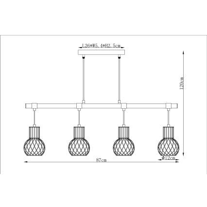 Globo - Suspension avec fil 4xE27/40W/230V