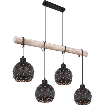 Globo 54029-4H - Suspension sur câble JODIE 4xE27/40W/230V beige/noir