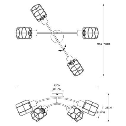 Globo - Lustre plafonnier 4xE27/40W/230V