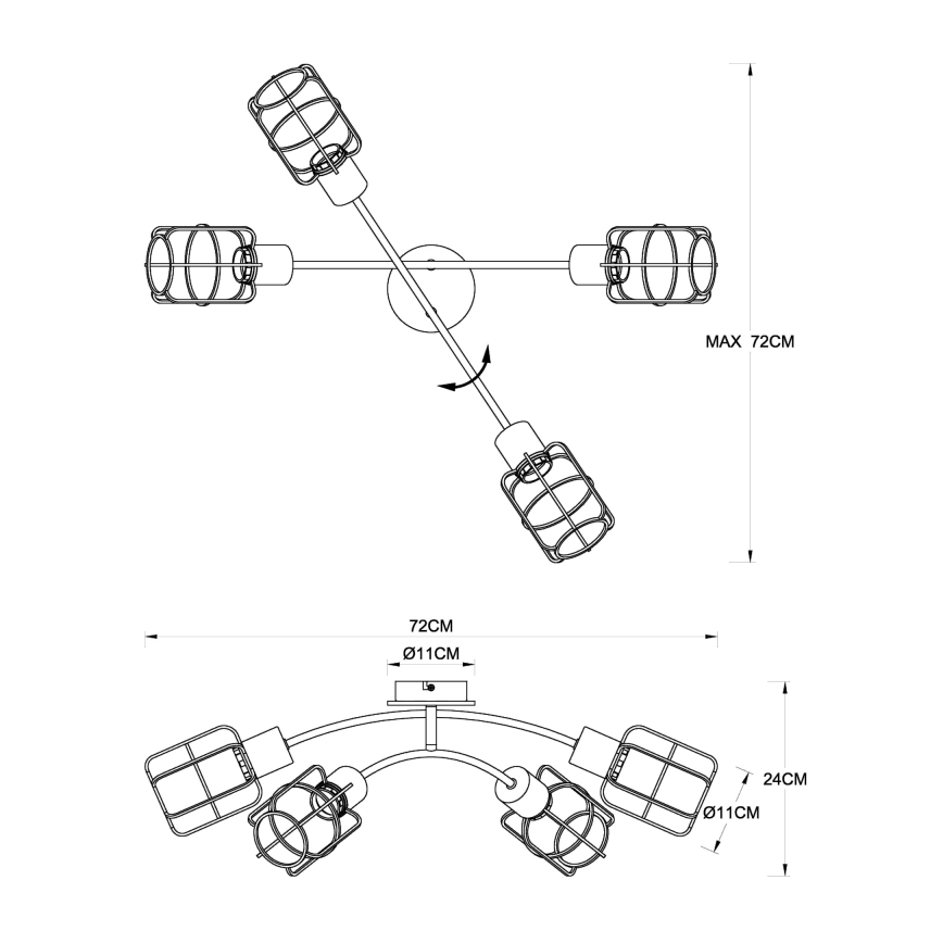 Globo - Lustre plafonnier 4xE27/40W/230V