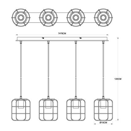 Globo - Suspension sur câble 4xE27/40W/230V