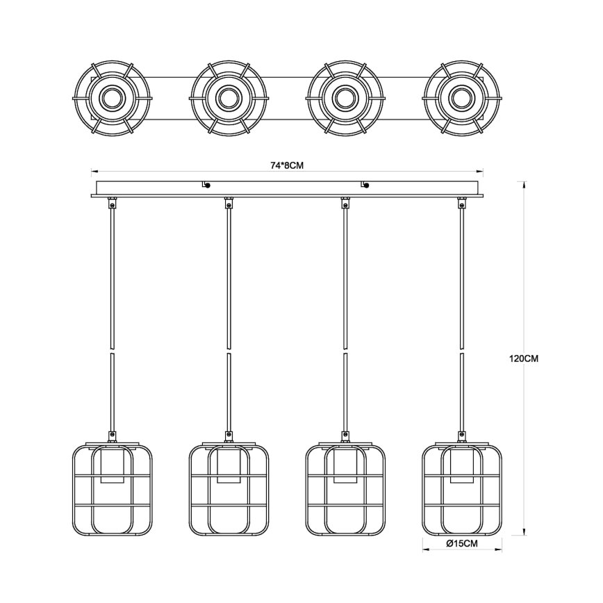Globo - Suspension sur câble 4xE27/40W/230V