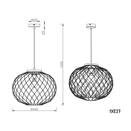 Globo - Suspension filaire 1xE27/60W/230V