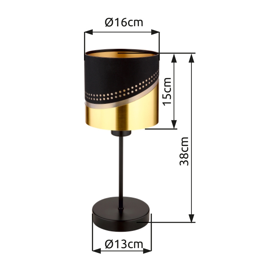 Globo - Lampe de table 1xE27/40W/230V d. 16 cm noir/doré