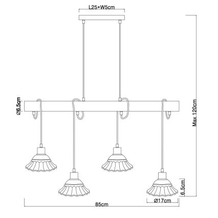 Globo - Suspension filaire 4xE27/40W/230V