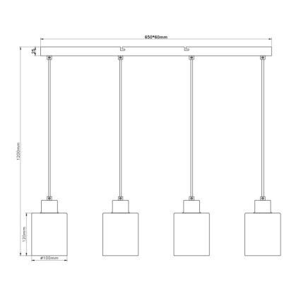 Globo - Suspension sur câble 4xE27/40W/230V