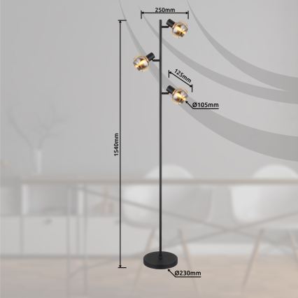 Globo - Lampadaire 3xE14/40W/230V noir
