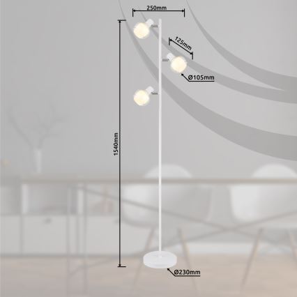 Globo - Lampadaire 3xE14/40W/230V blanc
