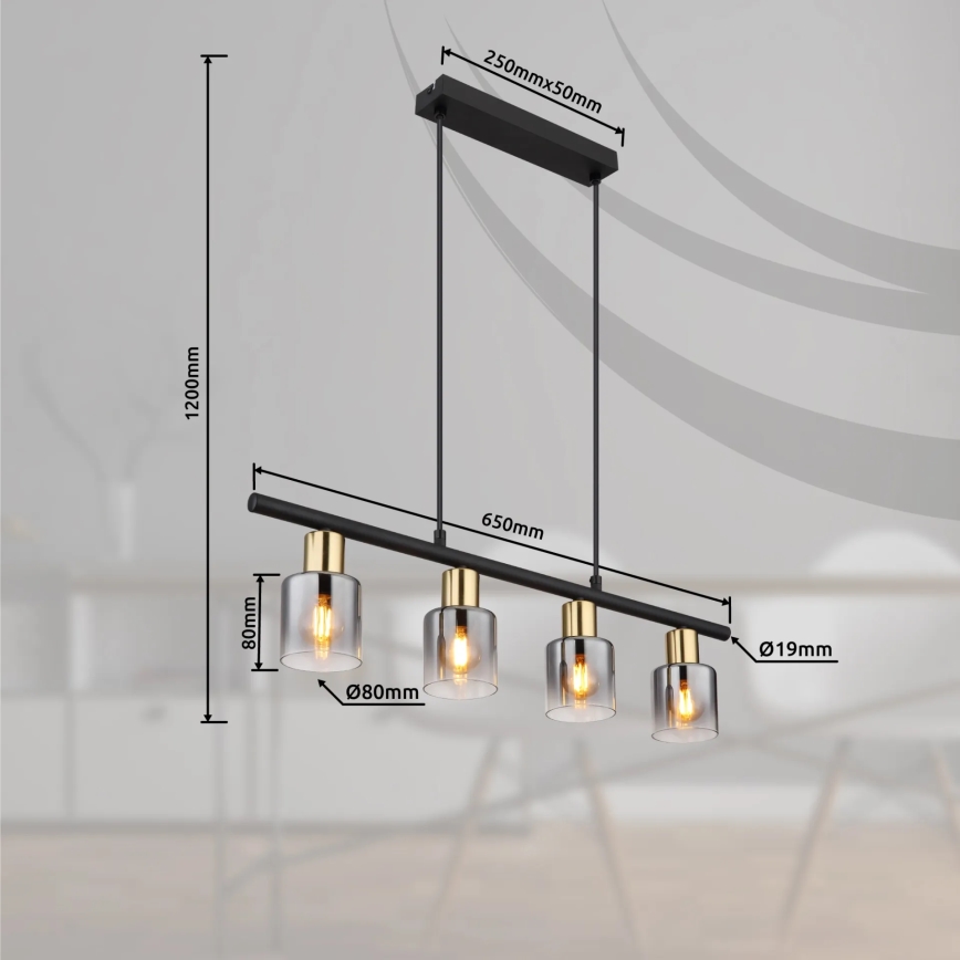 Globo - Suspension filaire 4xE14/25W/230V
