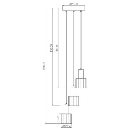 Globo - Suspension sur câble 3xE27/40W/230V