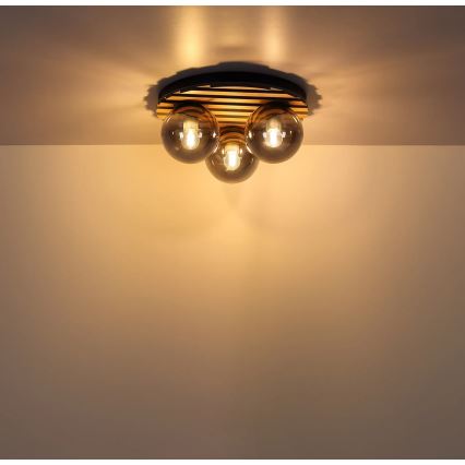 Globo - Plafonnier 3xE27/40W/230V Ø 39 cm brun/fumé
