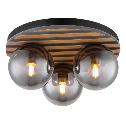 Globo - Plafonnier 3xE27/40W/230V Ø 39 cm brun/fumé