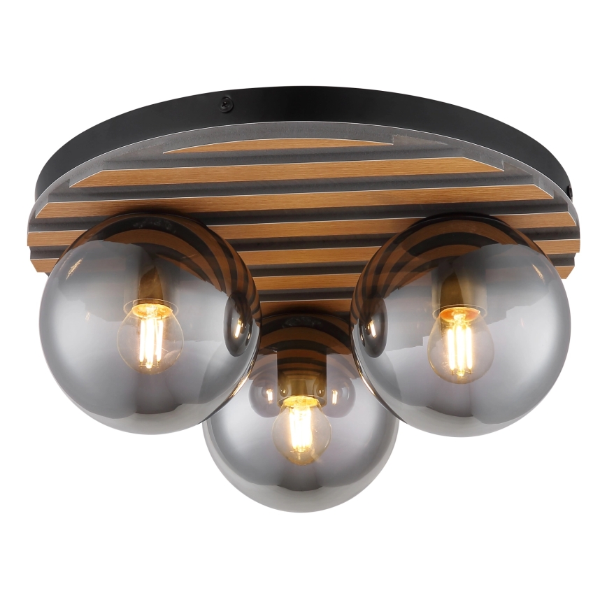 Globo - Plafonnier 3xE27/40W/230V Ø 39 cm brun/fumé