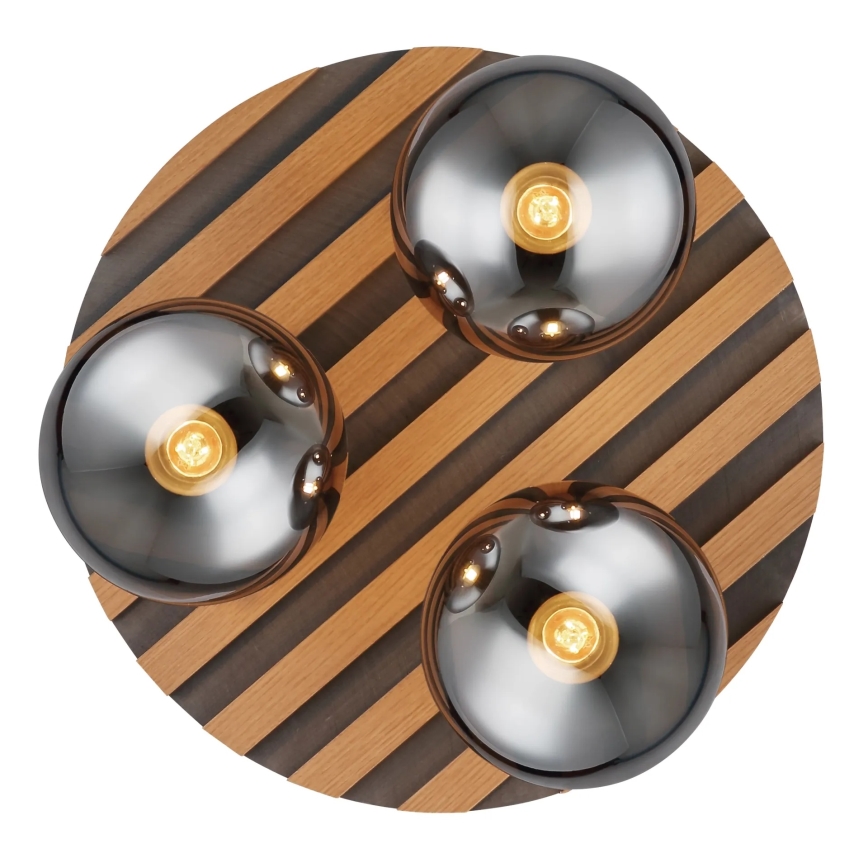 Globo - Plafonnier 3xE27/40W/230V Ø 39 cm brun/fumé