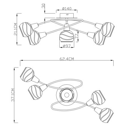 Globo 54348-5 - Lustre plafonnier LED ROMAN 5xE14/4W/230V