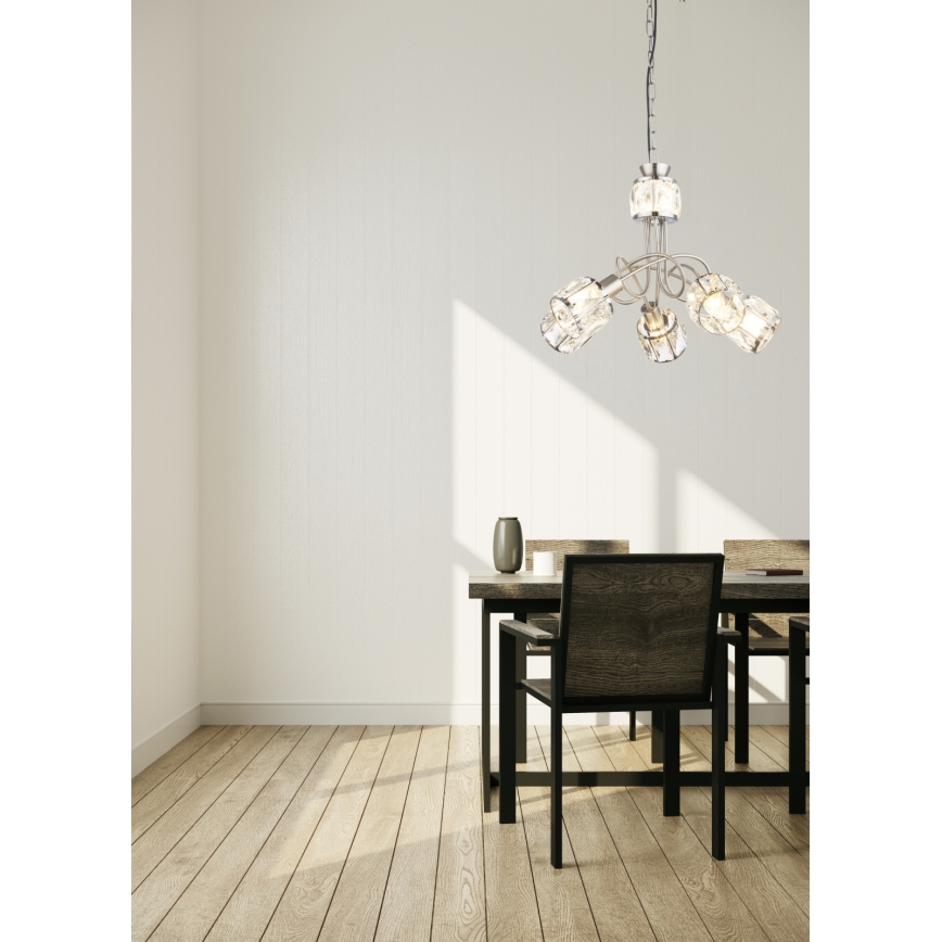Globo - Suspension chaîne LED 5xE14/40W/230V + LED/5W