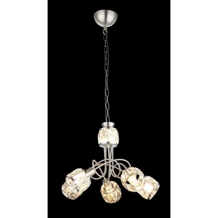 Globo - Suspension chaîne LED 5xE14/40W/230V + LED/5W