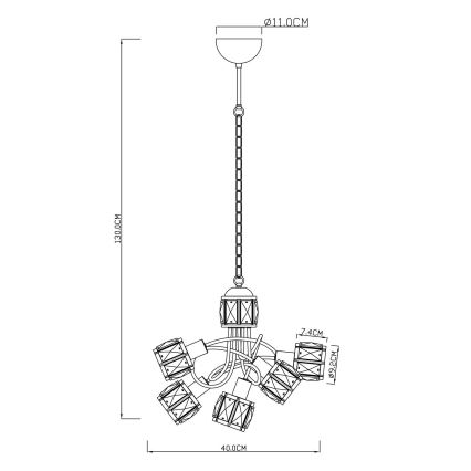 Globo - Suspension chaîne LED 5xE14/40W/230V + LED/5W