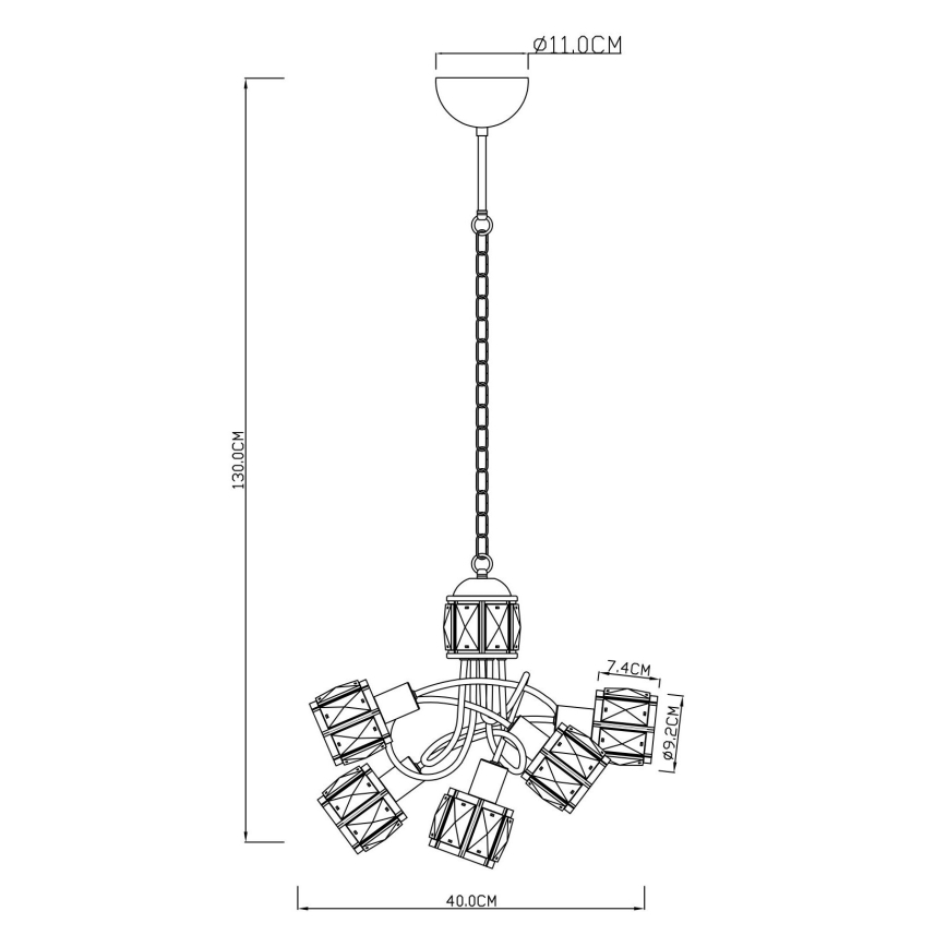 Globo - Suspension chaîne LED 5xE14/40W/230V + LED/5W