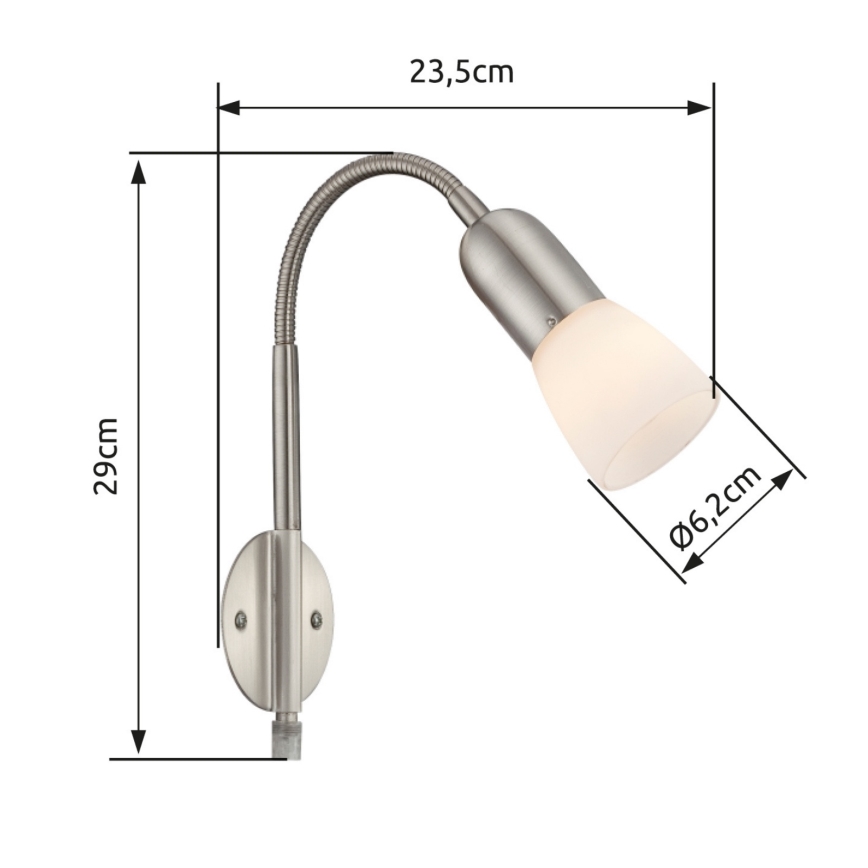 Globo - Petite lampe flexible 1xE14/40W/230V chrome mat