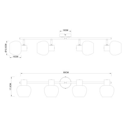 Globo - Plafonnier à 4 spots, 4x E27/40W/230V