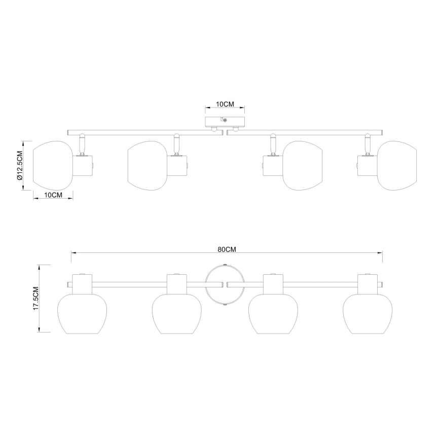 Globo - Plafonnier à 4 spots, 4x E27/40W/230V