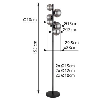 Globo - Lampadaire LED 6xG9/3,5W/230V fumé/noir