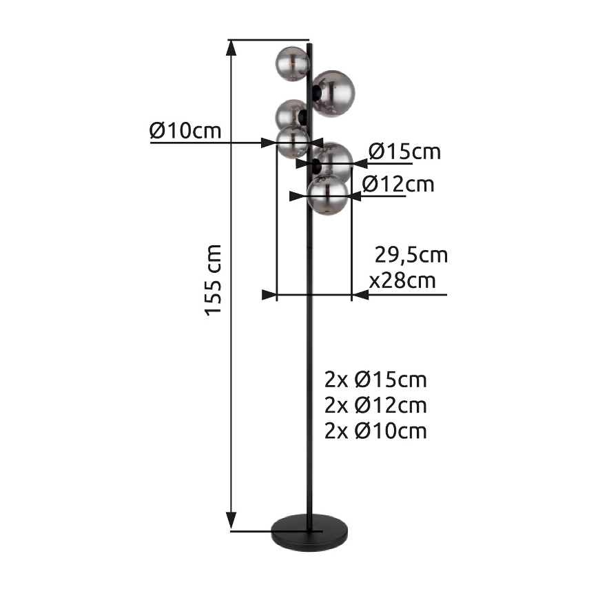 Globo - Lampadaire LED 6xG9/3,5W/230V fumé/noir