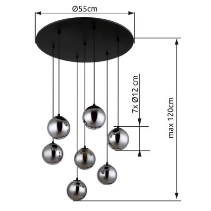 Globo - Suspension filaire LED 7xG9/3,5W/230V fumé/noir