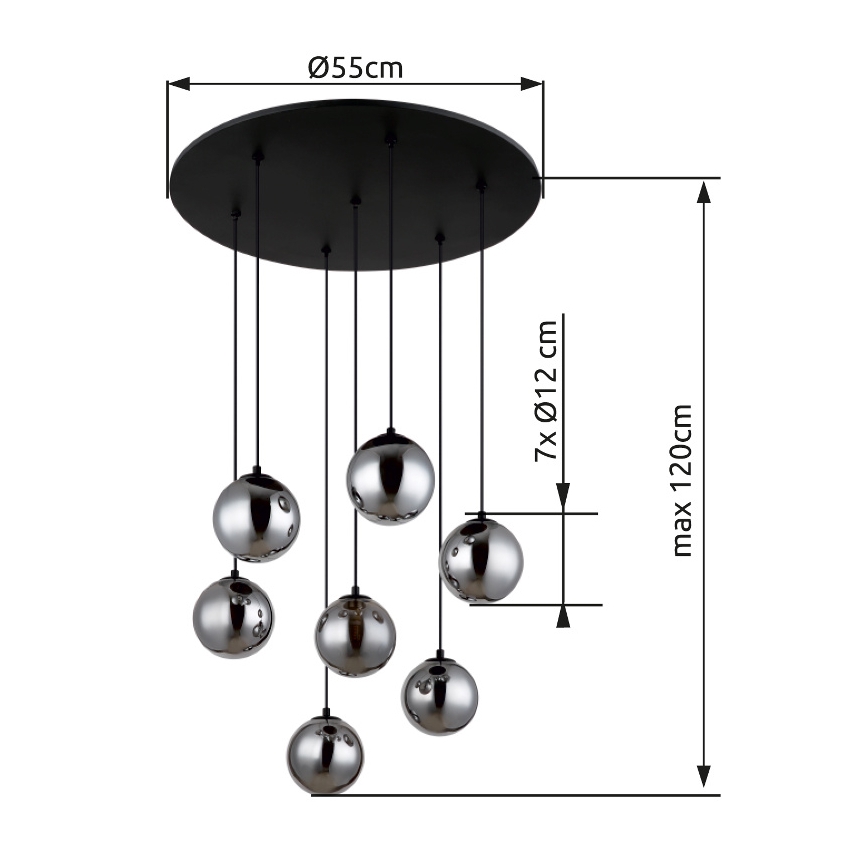 Globo - Suspension filaire LED 7xG9/3,5W/230V fumé/noir