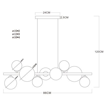 Globo - Suspension fil LED 9xG9/3W/230V