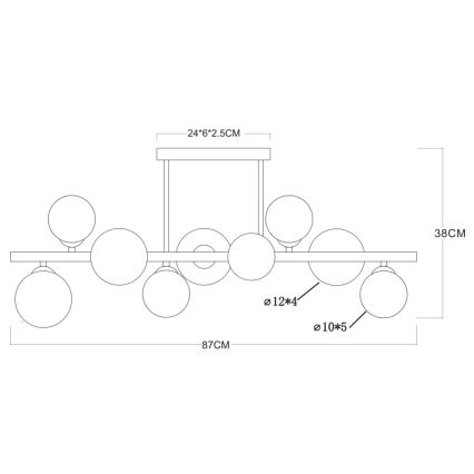 Globo - Suspension-barre LED 9xG9/3W/230V laiton