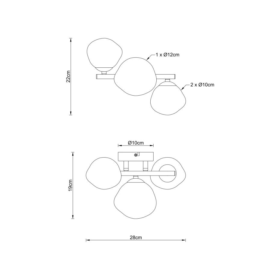 Globo - Plafonnier 3 x G9 / 5 W / 230 V, 22 x 28 cm
