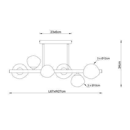 Globo - Suspension sur tige VELORA 6xG9/5W/230V