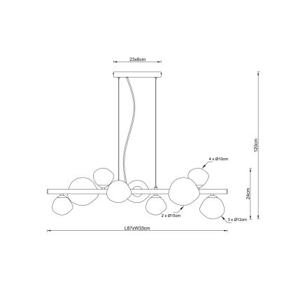 Globo - Suspension sur câbles 9x G9/5W/230V
