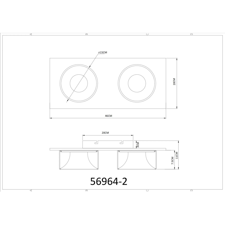 Globo - Plafonnier LED 24W/230V 3000K 46x20 cm, laiton