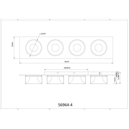 Globo - LED Plafonnier LED/40W/230V 3000K 86x20 cm laiton