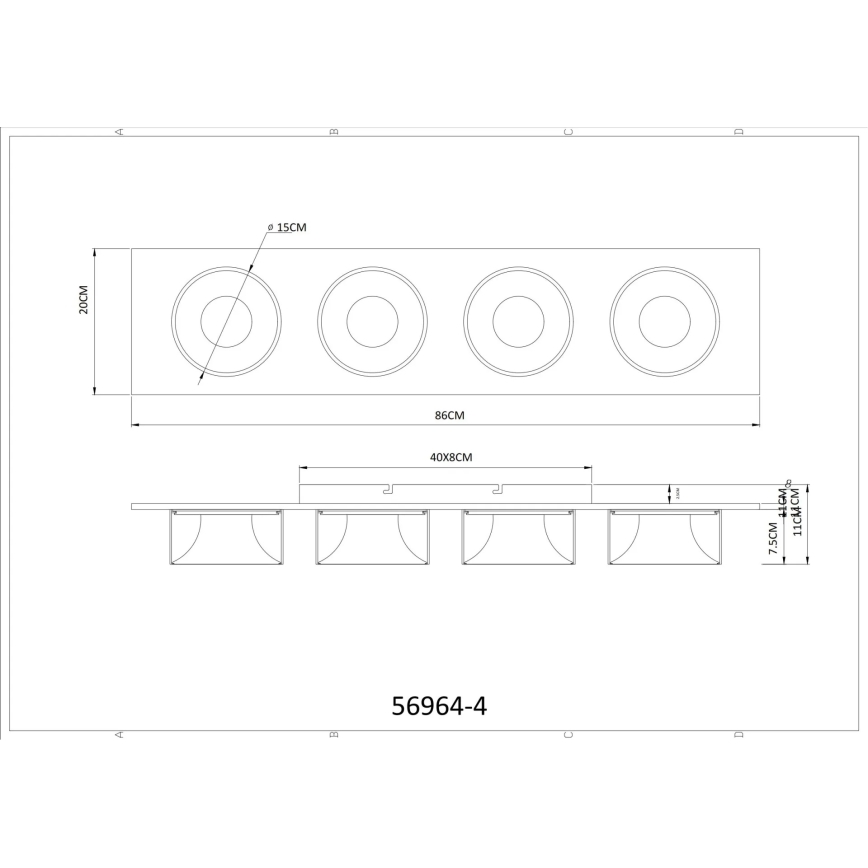 Globo - LED Plafonnier LED/40W/230V 3000K 86x20 cm laiton