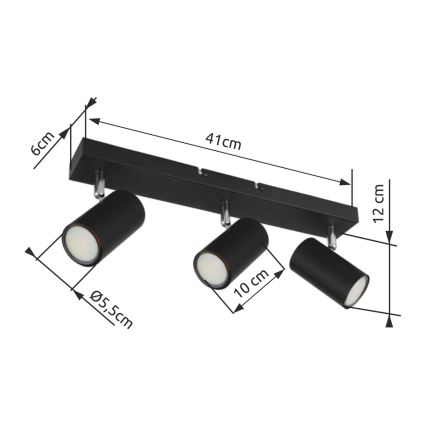 Globo  - Spot 3xGU10/35W/230V noir