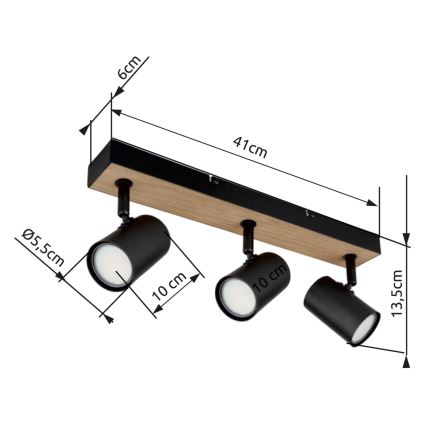 Globo - Spot 3xGU10/35W/230V noir/marron