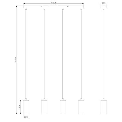 Globo - Suspension filaire 4xGU10/35W/230V noire