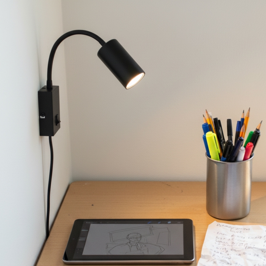 Globo - Applique murale flexible 1xGU10/25W/230V noir