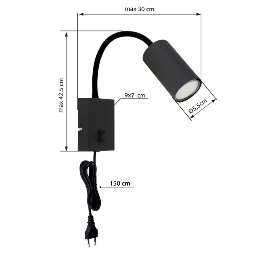 Globo - Applique murale flexible 1xGU10/25W/230V noir