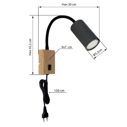 Globo - Applique murale flexible 1xGU10/25W/230V gris/marron