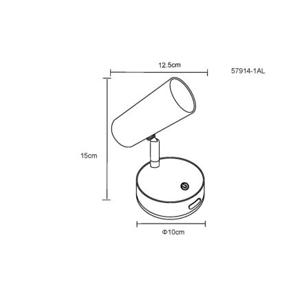 Globo - Applique spot mural LED rechargeable et dimmable, 0,4 W / 3,7 V, 1800 mAh, noir