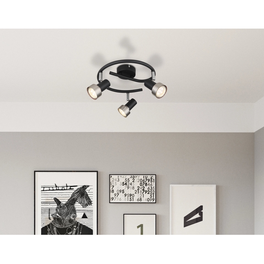 Globo - Spot  3xGU10/25W/230V noir/argent