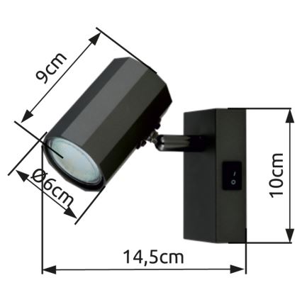 Globo - Spot mural 1xGU10/25W/230V noir
