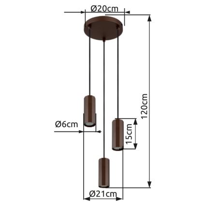 Globo - Suspension filaire 3xGU10/25W/230V marron