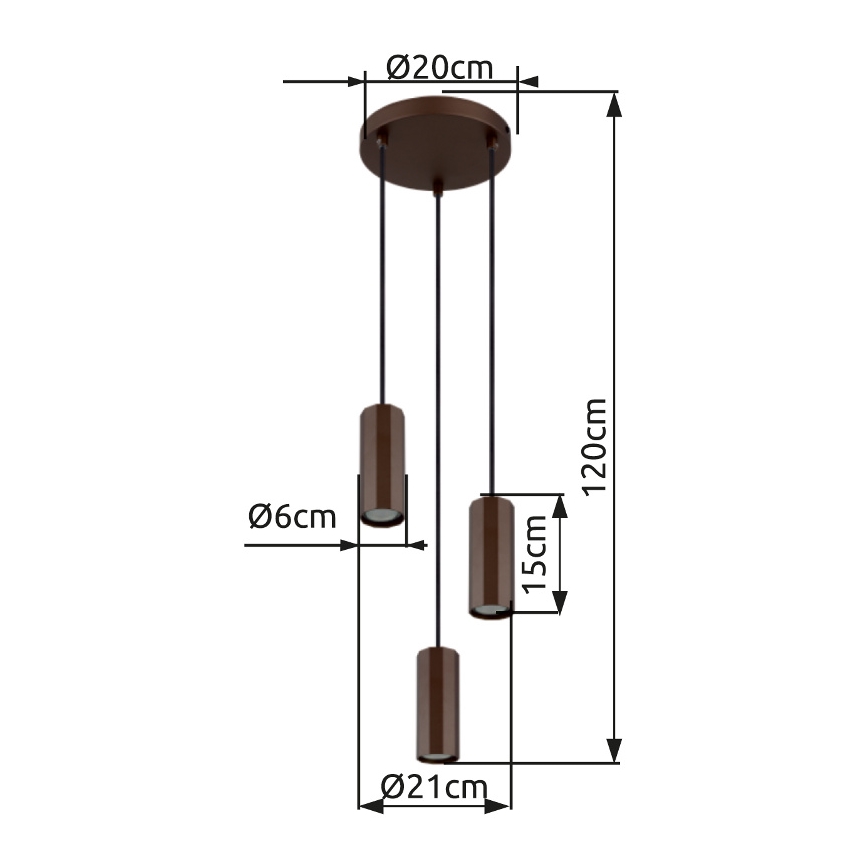 Globo - Suspension filaire 3xGU10/25W/230V marron